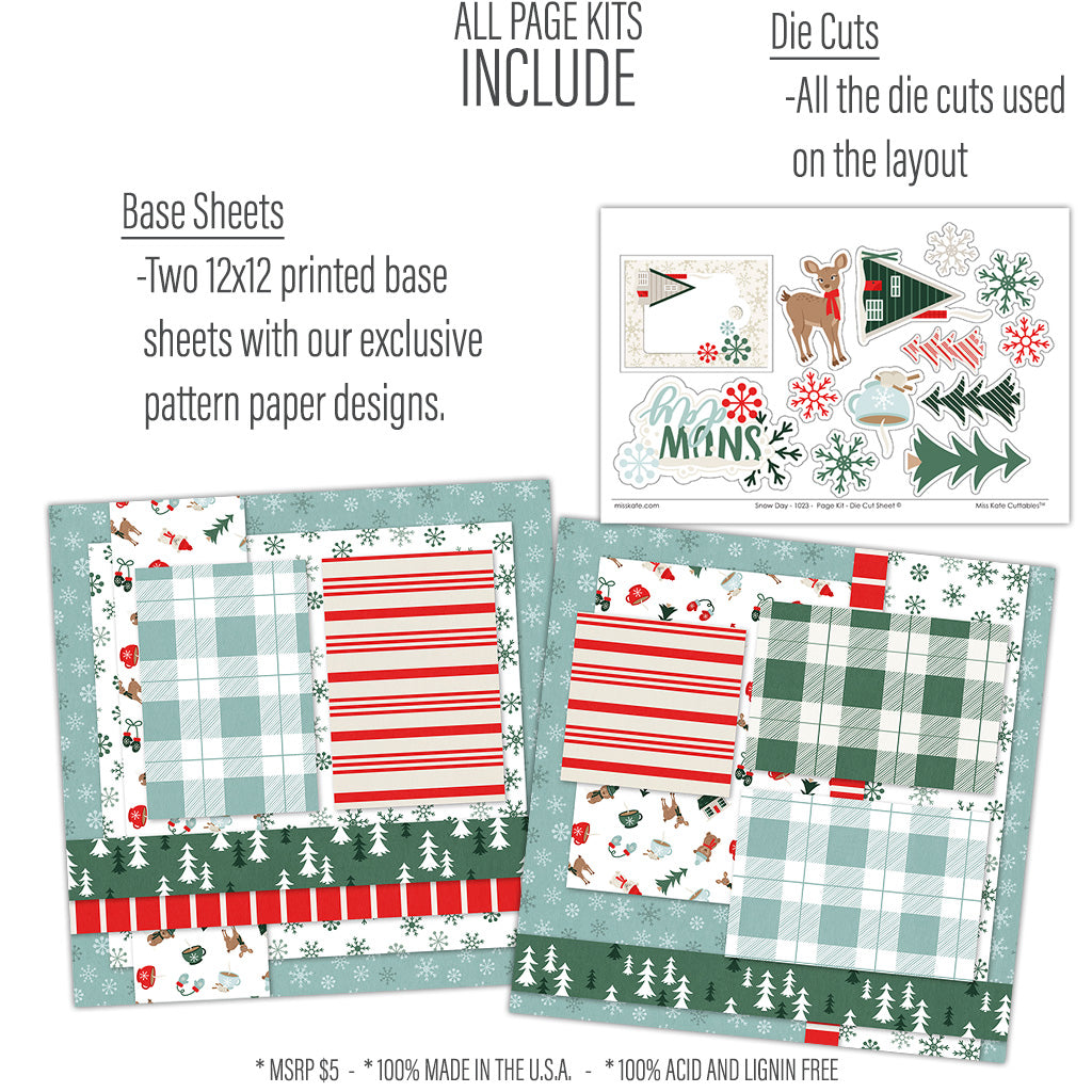 Snowy Winter Scrapbook Page Kit-by Miss Kate Cuttables – MISS KATE