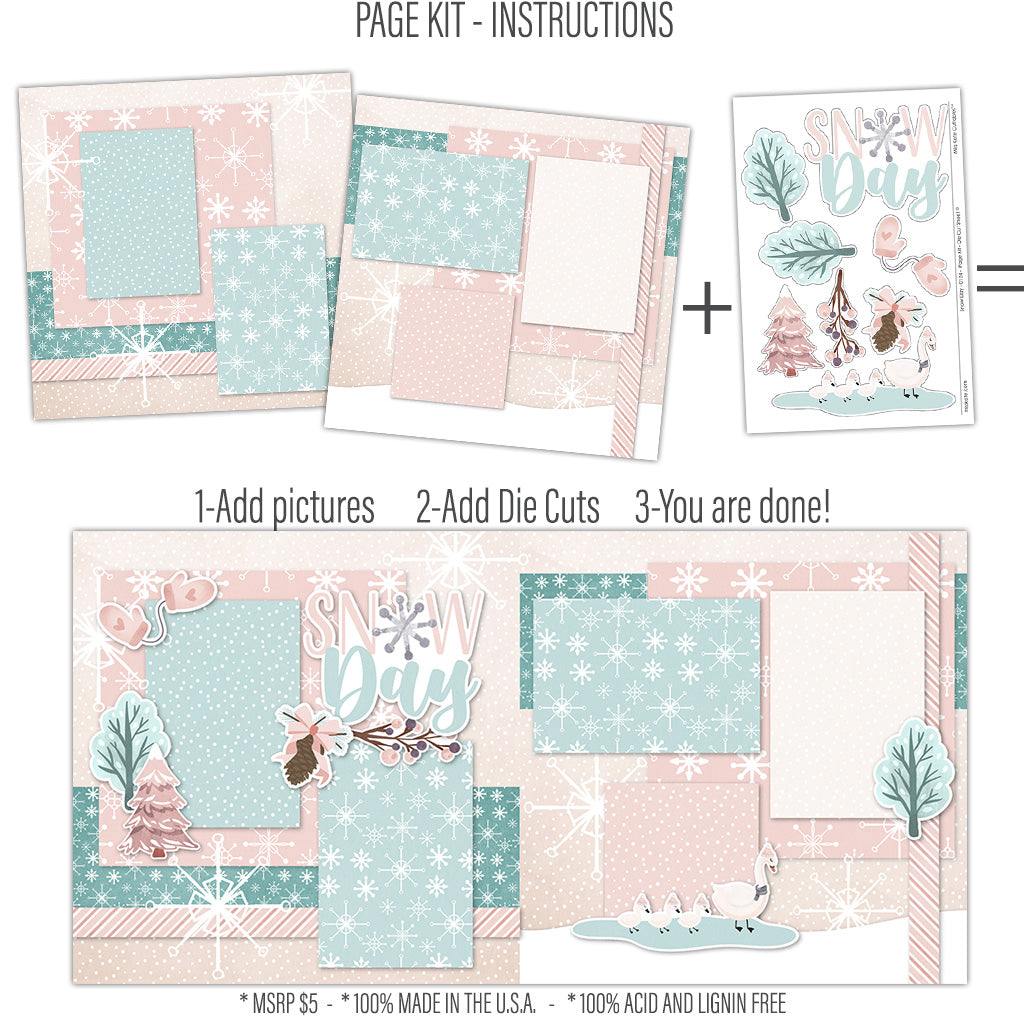 Snowy Winter Scrapbook Page Kit-by Miss Kate Cuttables – MISS KATE