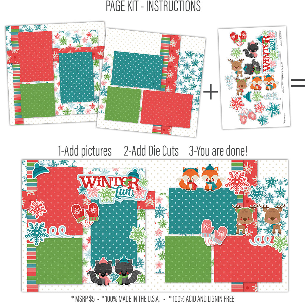 Premade 12 x12 scrapbook pages Snow Angels set of two pages// winter//  custom made// personalized — Creating with Kate