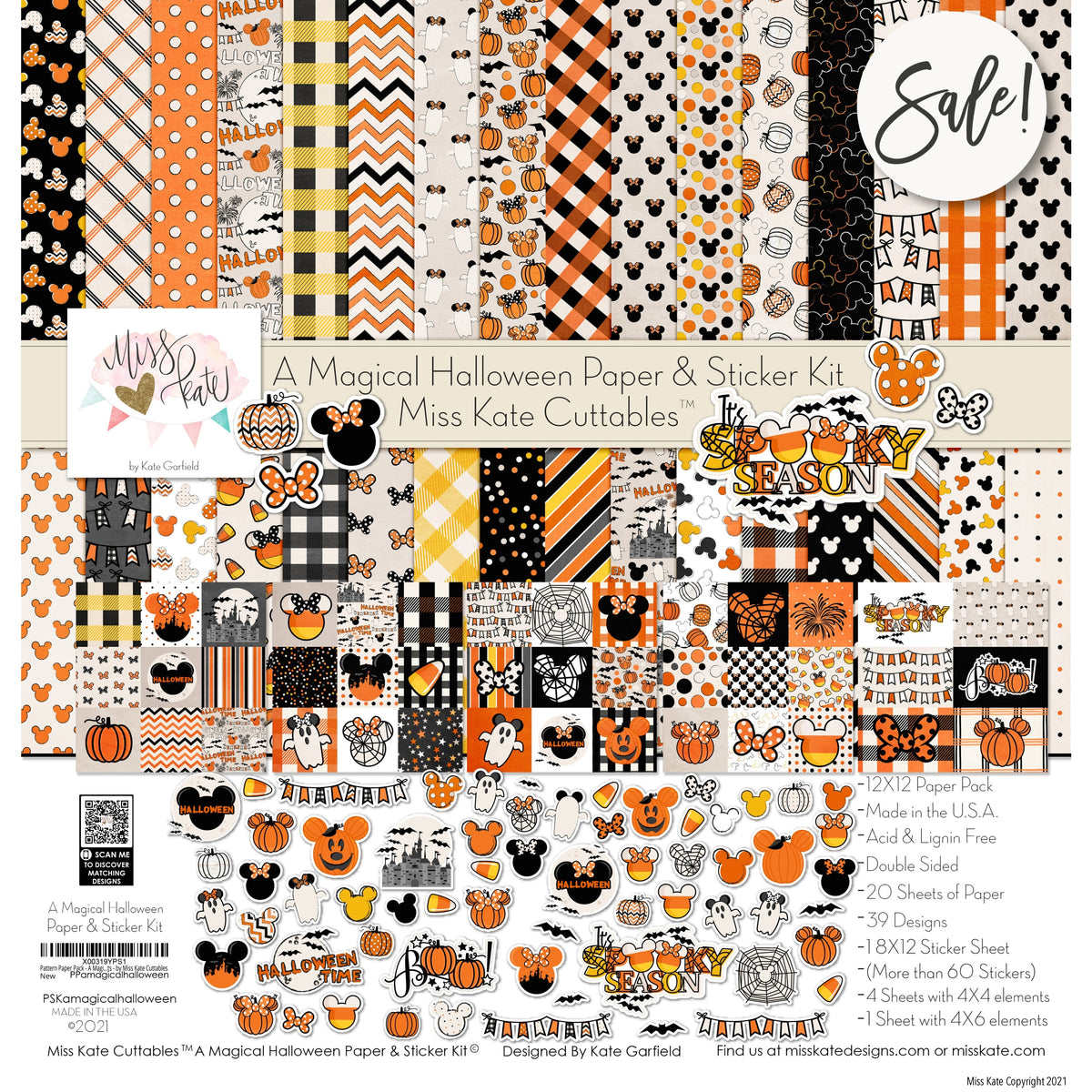 DISNEY Halloween Lilo and Stitch Printed Scrapbook Page Paper Piece -  SSFFDeb