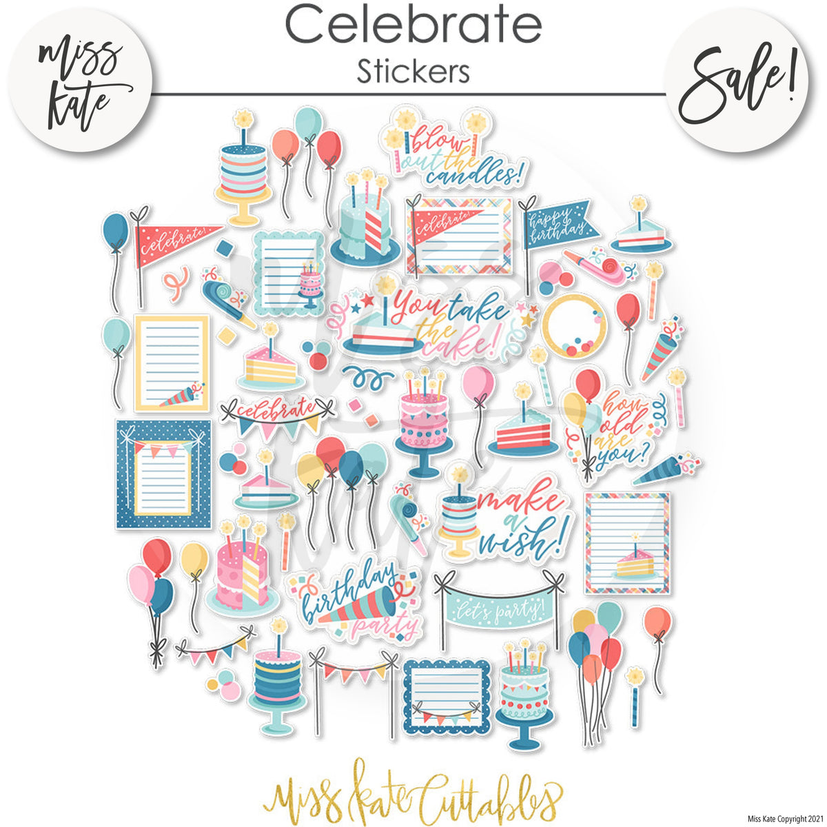 Basic Scrapbook Starter Kit / Album Stickers Paper - Celebrate