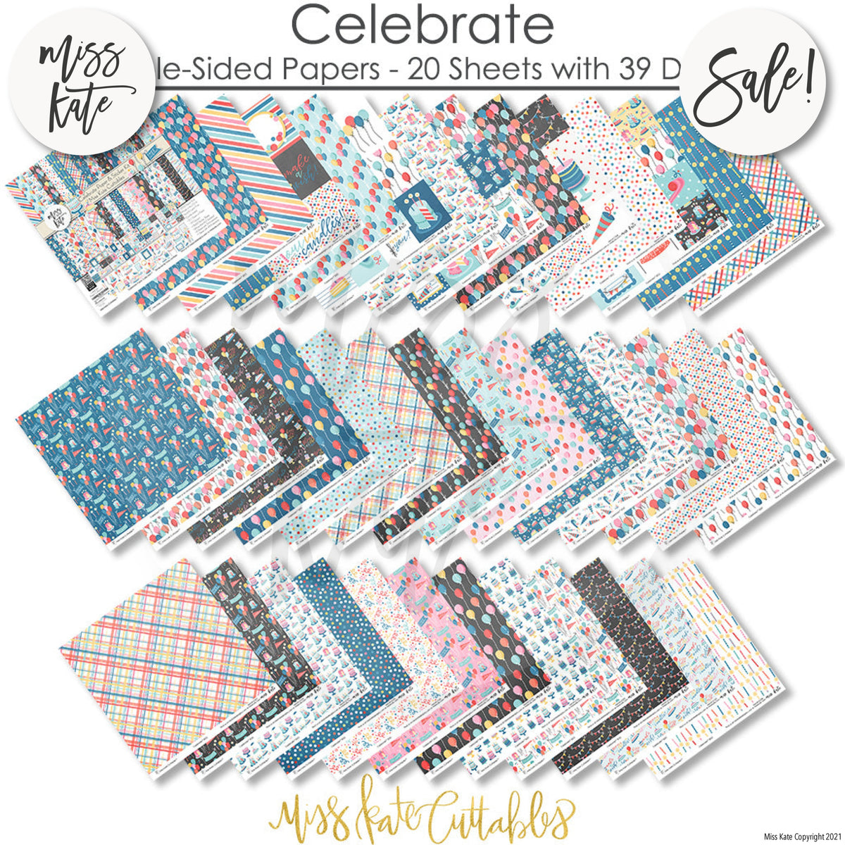 Basic Scrapbook Starter Kit / Album Stickers Paper - Celebrate