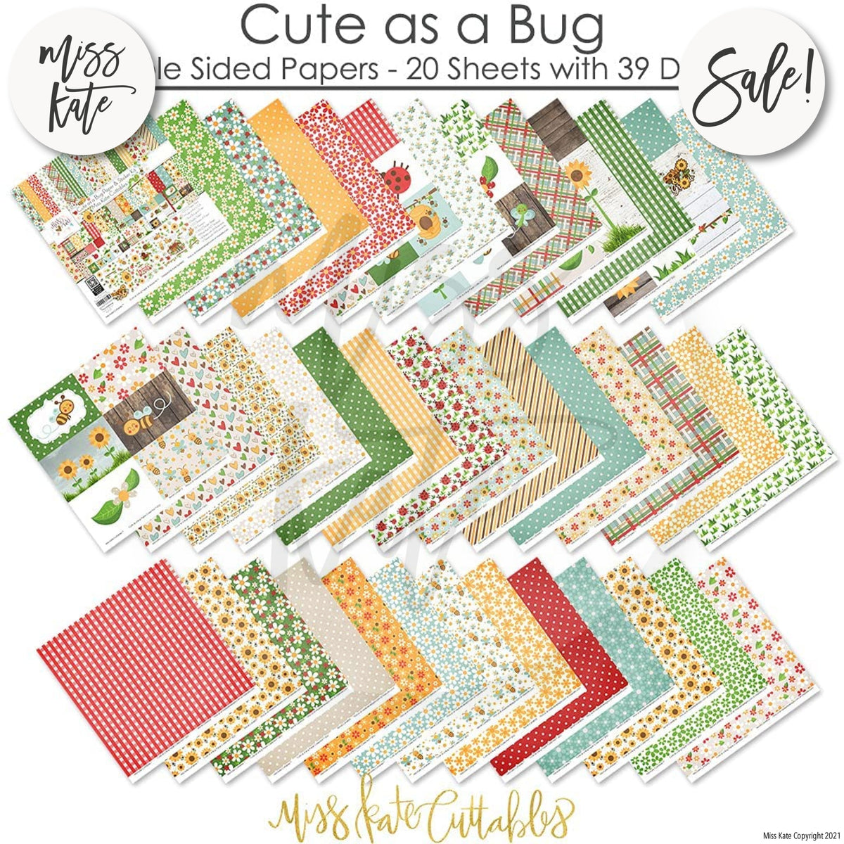 Paper Die Cuts - Cute As A Bug - for Spring - Over 60 Cardstock Scrapbook Die Cuts - by Miss Kate Cuttables