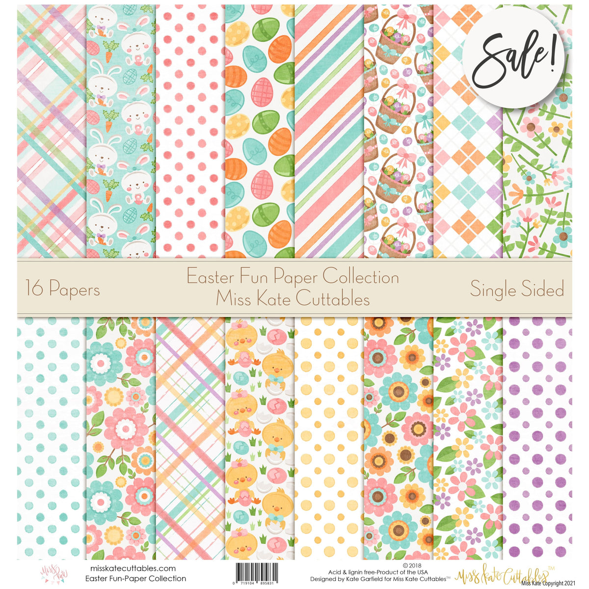 Pattern Paper Pack - Sending Love - Scrapbook Premium Specialty Paper Single-Sided 12x12 Collection Includes 16 Sheets - by Miss Kate Cuttables