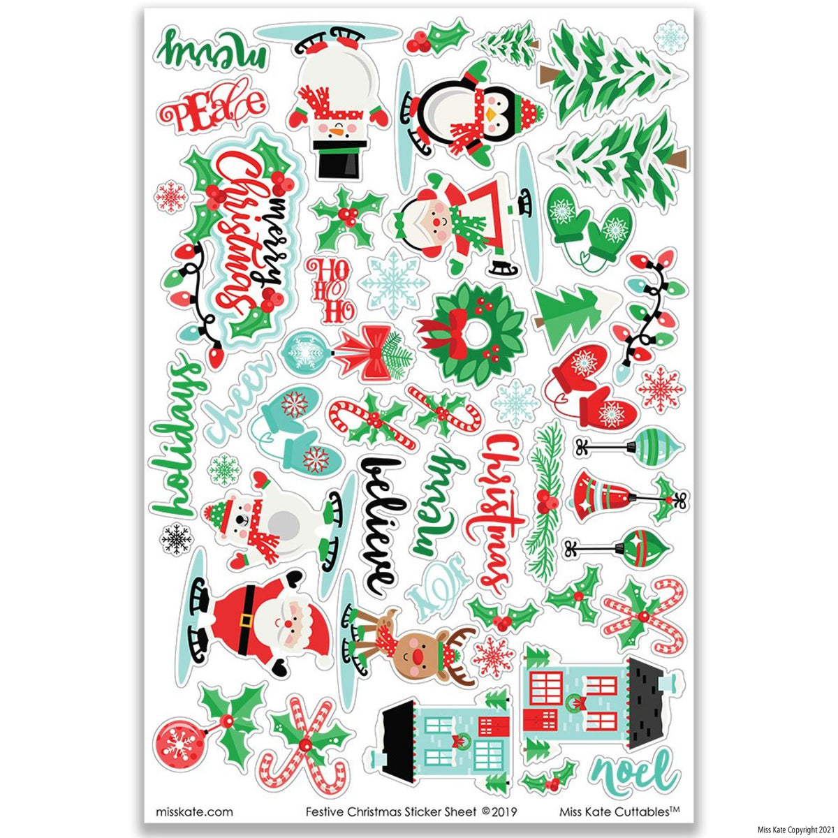 White Christmas - Sticker Sheet Scrapbook Stickers Christmas Planner – MISS  KATE
