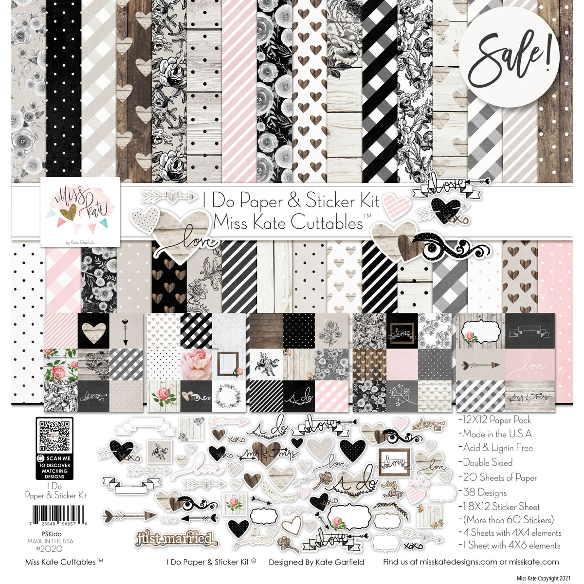 Set of 2 New Scrapbooking Kits 12 x 12 sheets Matching 3D Stickers