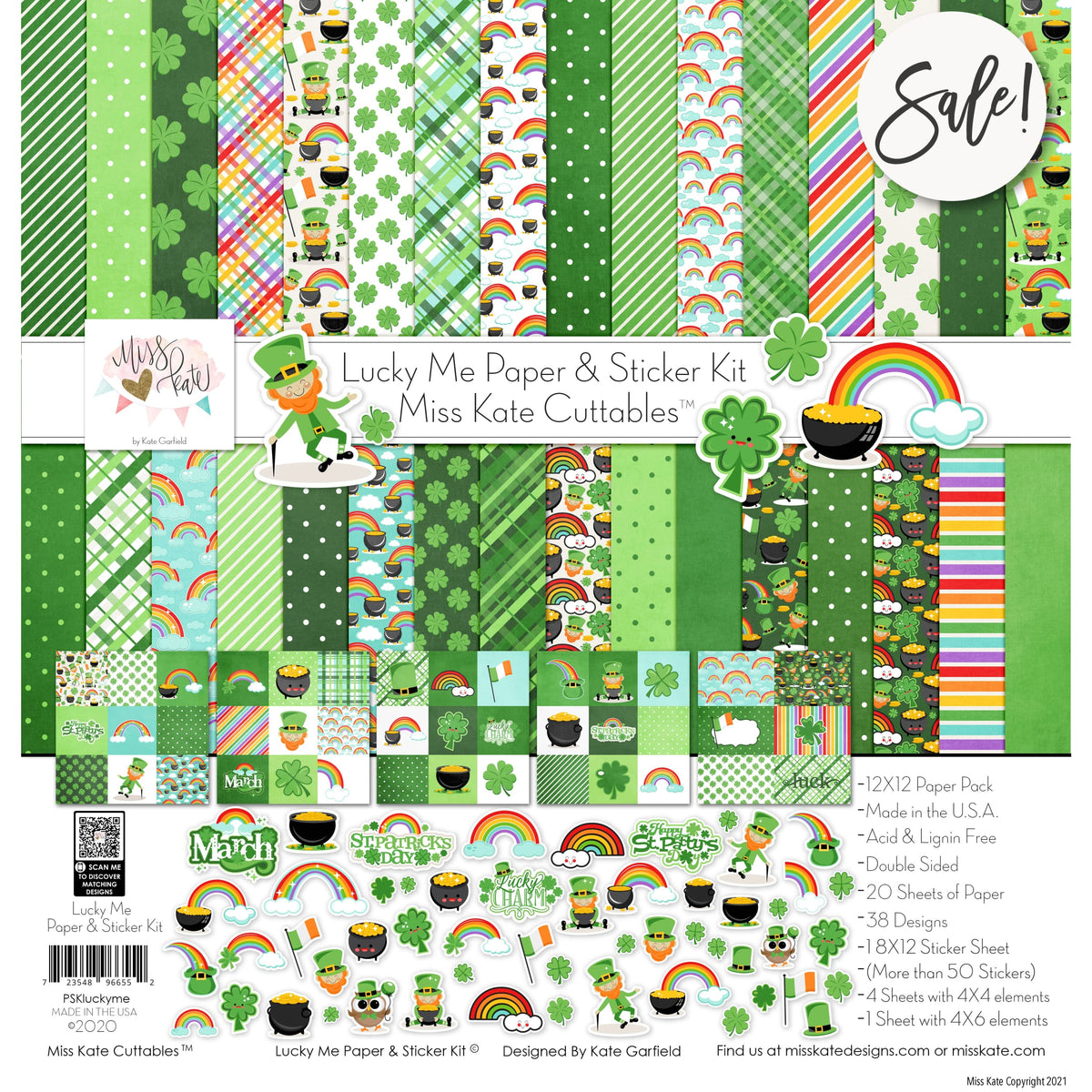 Lucky Me - for St. Patrick's Day - Scrapbook Paper & Sticker Kit – MISS KATE