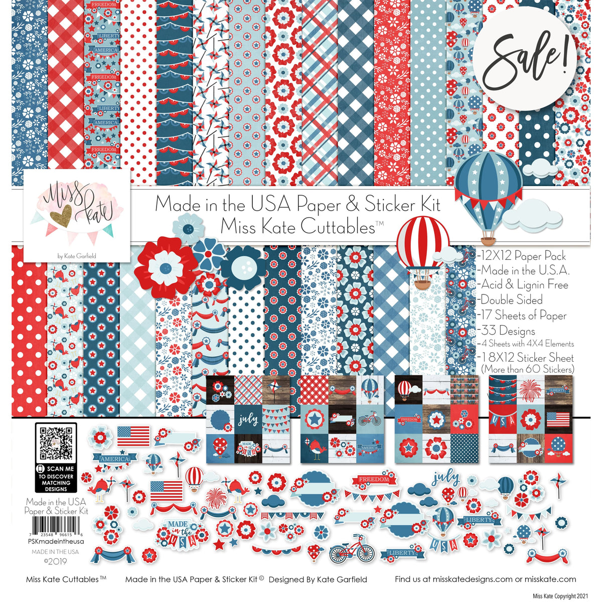 Made in the USA - Scrapbook Paper & Sticker Kit 12x12 Paper & Planner  Stickers – MISS KATE