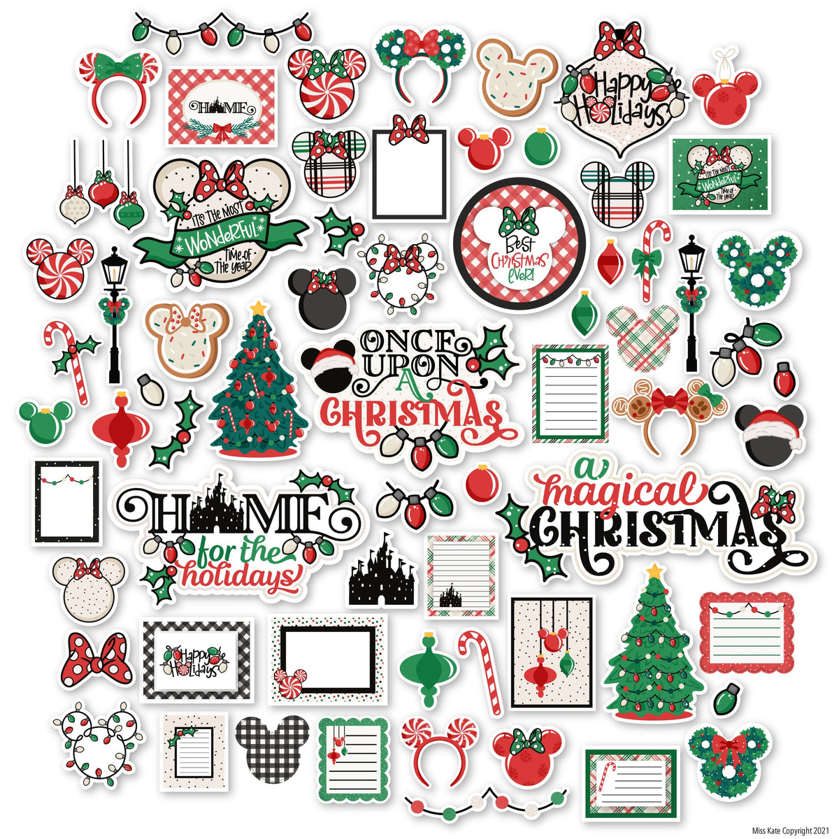 Cartoon Christmas Mail 7 Different Designs Die Cut Stickers - Set