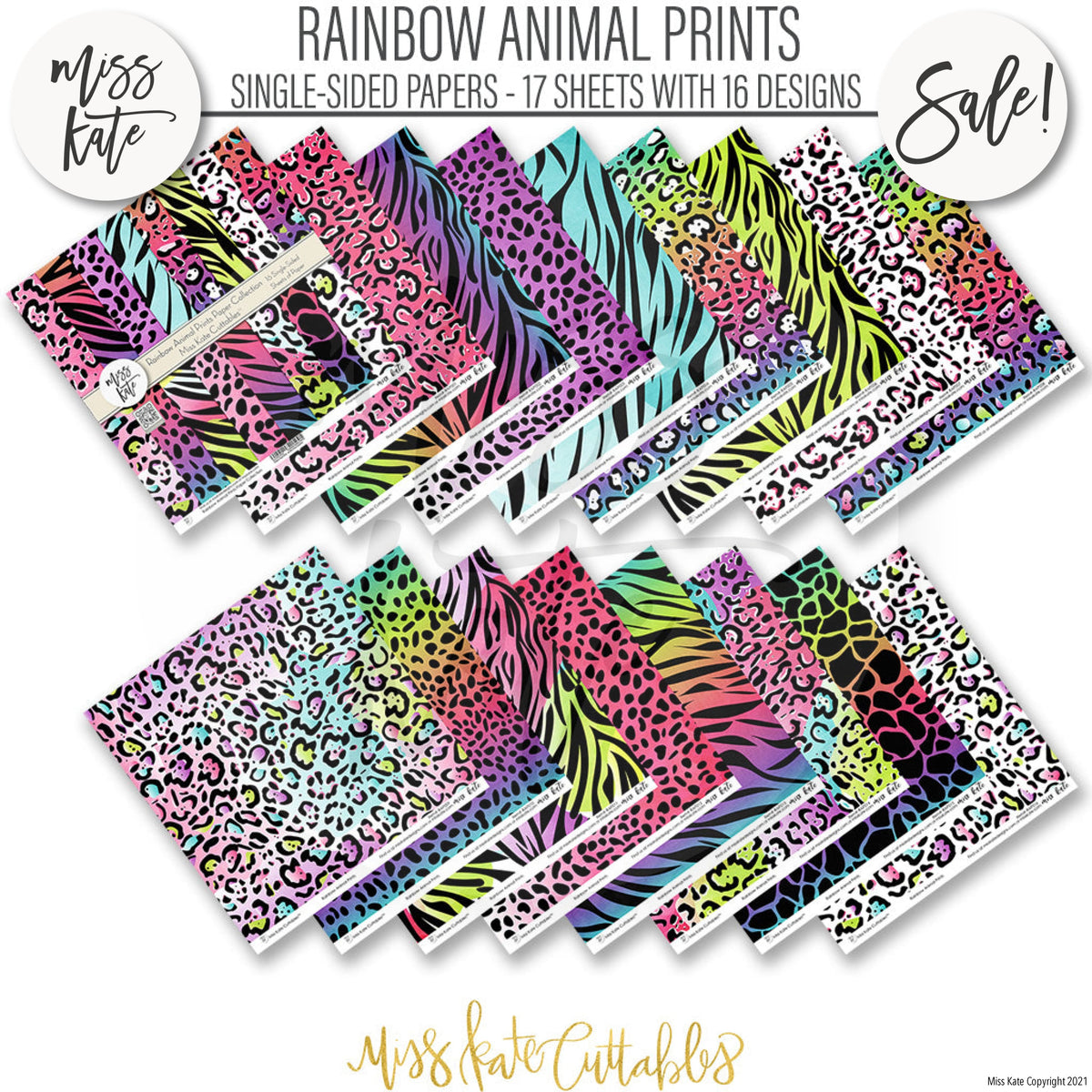 Rainbow Animal Prints - for fans of Lisa Frank - Scrapbook Paper Pack –  MISS KATE