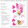 Scrapbook your love with the Bee Mine 12x12 kit, featuring soft pastels, gingham patterns, heart embellishments, and a buzzing bee for a cheerful design. scrapbook supplies crafting kit memory album decorative elements paper accents layering designs
