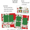 Christmas Eve 12x12 Scrapbook Page Kit by Miss Kate Designs, featuring two festive base sheets with Santa, holly, and stripes, die-cut sheet with a fireplace, Christmas tree, stockings, reindeer, and more. Perfect for holiday scrapbooking and crafts.