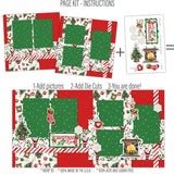 Step-by-step instructions Christmas Eve 12x12 Scrapbook Page Kit by Miss Kate Designs. Includes festive base sheets die cuts featuring fireplace, Christmas tree, stockings, reindeer. Easy steps: add pictures, place die cuts, create holiday layouts.