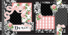 Sophisticated 12x12 scrapbook page kit with black and white floral designs, pink gingham, and elegant embellishments. Features graceful ribbon bows and classic patterns for dance and formal event scrapbooking.

