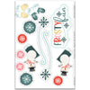 Frosty Fun scrapbook ephemera die cuts featuring winter-themed designs including snowflakes, mittens, snowman figures, swirls, festive accents. Perfect DIY 12x12 scrapbook layouts seasonal paper crafting projects. Pre-cut easy use creative designs.