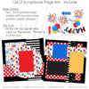 12x12 scrapbook page kit featuring bold colors, layered patterns, and fun embellishments. Capture Disney park visits, vacations, and happy celebrations with ease.

