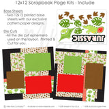 Miss Kate dinosaur scrapbook kit with bold patterns and dino-themed designs. Features adventure-ready die cuts, footprint accents, and Jurassic-inspired scrapbook elements.

