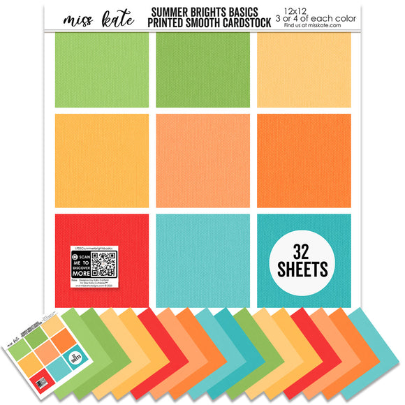 Summer Brights Basics - Linen-Printed Smooth Cardstock Single-Sided
