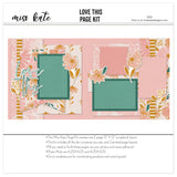 Love This scrapbook page kit with pink floral backgrounds, golden daisy accents, and striped paper elements. Includes matching die cuts for decorating 12x12 scrapbook layouts. Perfect for spring, birthdays, or capturing special memories in a handcrafted scrapbook.

