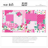 Die-cut ephemera sheet from My Love scrapbook kit with vibrant pink roses, green leaves, and 'My Love' text. Includes pre-cut elements for romantic-themed scrapbook layouts. Perfect for creative scrapbook lovers. Perfect for creative scrapbook lovers.