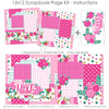 Overview of My Love scrapbook kit contents including 12x12 heart-patterned base sheets, floral pink accents, and die-cuts. Ideal for scrapbooking romantic memories. Perfect for creative scrapbook lovers. Perfect for creative scrapbook lovers.