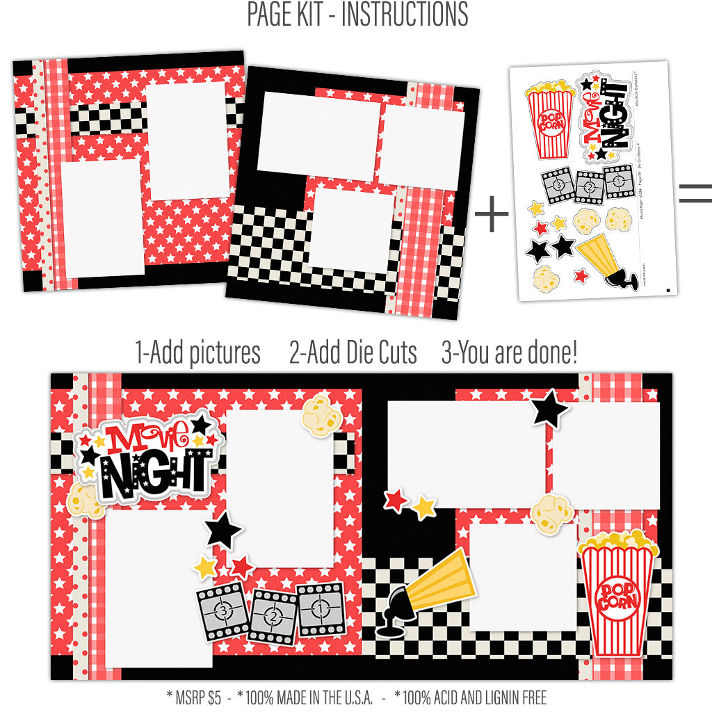 Movie Night - Scrapbook Page Kit-by Miss Kate Cuttables – MISS KATE