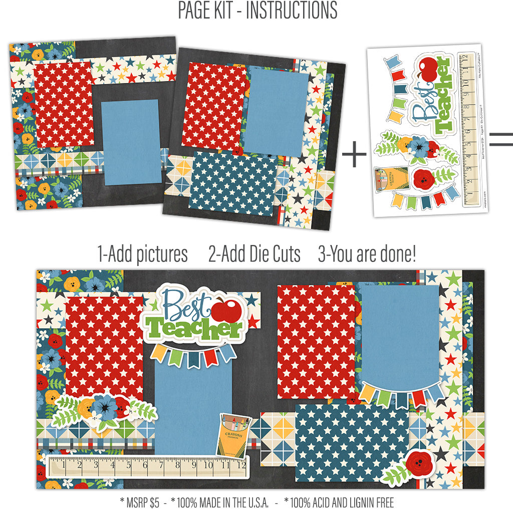 Best Teacher- Scrapbook Page Kit-by Miss Kate Cuttables – MISS KATE