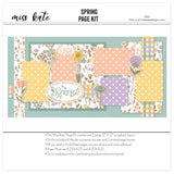 Soft pastel scrapbook kit with pre-cut elements, floral prints, and polka dot backgrounds. Features botanical embellishments, elegant layering pieces, and coordinating accents. A perfect addition to any spring memory book for seasonal scrapbooking.
