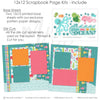 Miss Kate scrapbook kit with ocean-inspired scrapbook pages. Includes vibrant patterned paper, smiling sea creatures, and decorative die cuts for creating coastal layouts.

