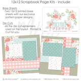 12x12 scrapbook layout kit with romantic flower accents, coordinating patterns, and easy-to-follow assembly instructions. decorative elements decorative elements decorative elements decorative elements decorative elements decorative elements
