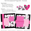 Romantic scrapbook layout with raccoons, hearts, paper accents, decorative embellishments, die-cuts, and 12x12 patterns. Perfect for creating Valentine's Day pages, handmade crafts, and memory albums that capture special love-filled moments.