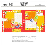 You're Sweet 12x12 scrapbook page kit with colorful fruit-themed patterns, vibrant die-cuts, and gingham accents. Ideal for capturing summer adventures, baking memories, and family picnics. High-quality, acid-free materials for long-lasting scrapbooks. Easy to assemble with pre-cut elements for a polished layout.
