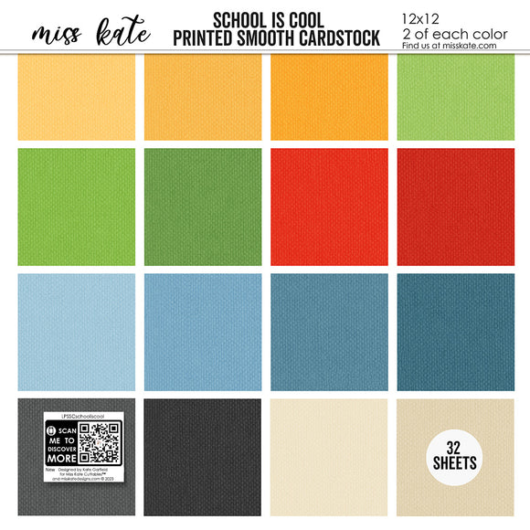 School is Cool - Linen-Printed Smooth Cardstock Single-Sided