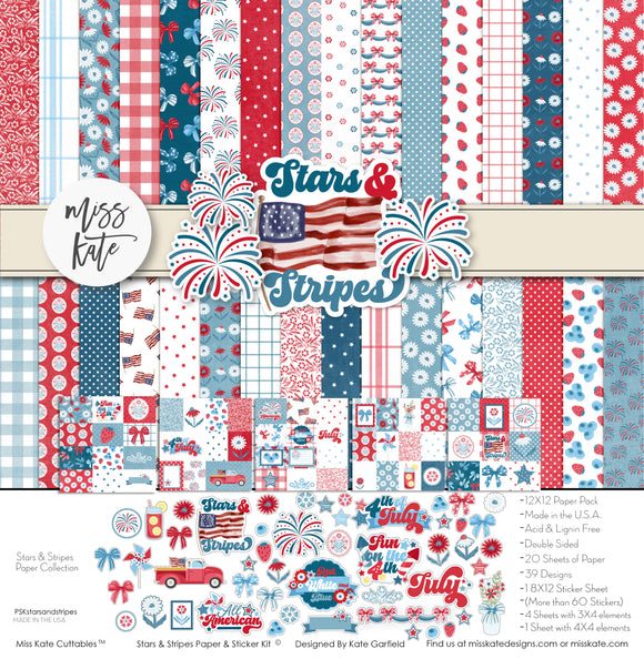 Stars & Stripes- Paper & Sticker Kit