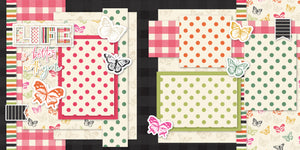 Life Is Better With You scrapbook kit features bold black backgrounds, multicolored polka dots, and butterfly designs. Includes layered paper, cardstock mats, and coordinating die cuts, ideal for DIY scrapbooking, journaling, and creative photo albums.

