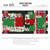 Merry Christmas scrapbook page kit featuring a 12x12 two-page layout with festive designs including poinsettias holly plaid and Santa’s sleigh. Includes die-cut embellishments photo mats and printed base sheets. Perfect for crafting holiday memories.