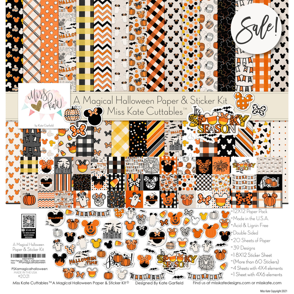 5 Sheets Halloween Wrapping Paper Halloween Elements Print Gift