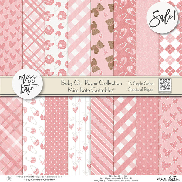 Inkdotpot Pink Baby Girl Theme Collection Double,Sided Scrapbook Paper Kit  Cardstock 12x12 Card Making Paper Pack Of With Sticker Sheet - 16 Pages -  Baby Pink 