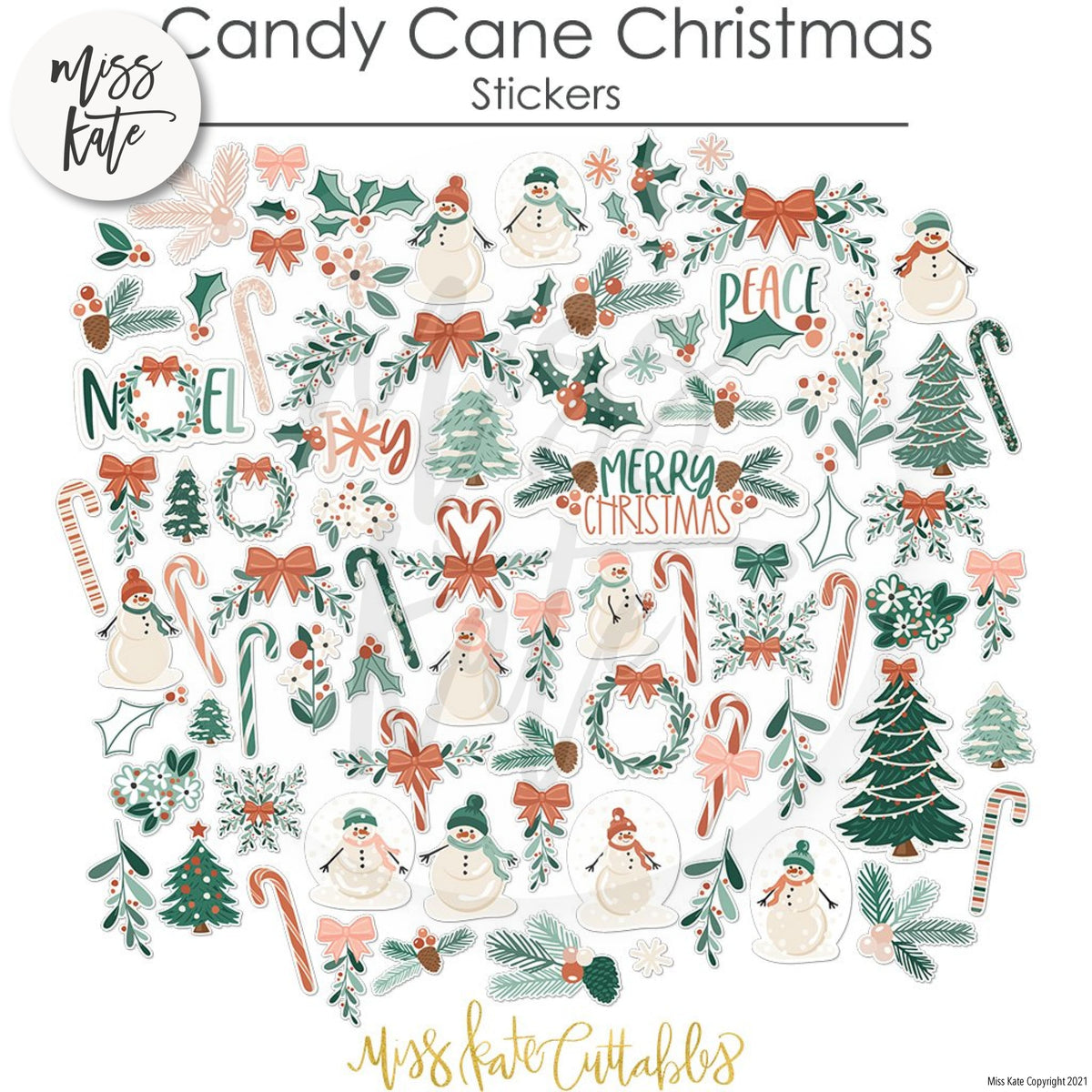 Candy Cane Christmas - Sticker Sheet Stickers Christmas, scrapbook ...