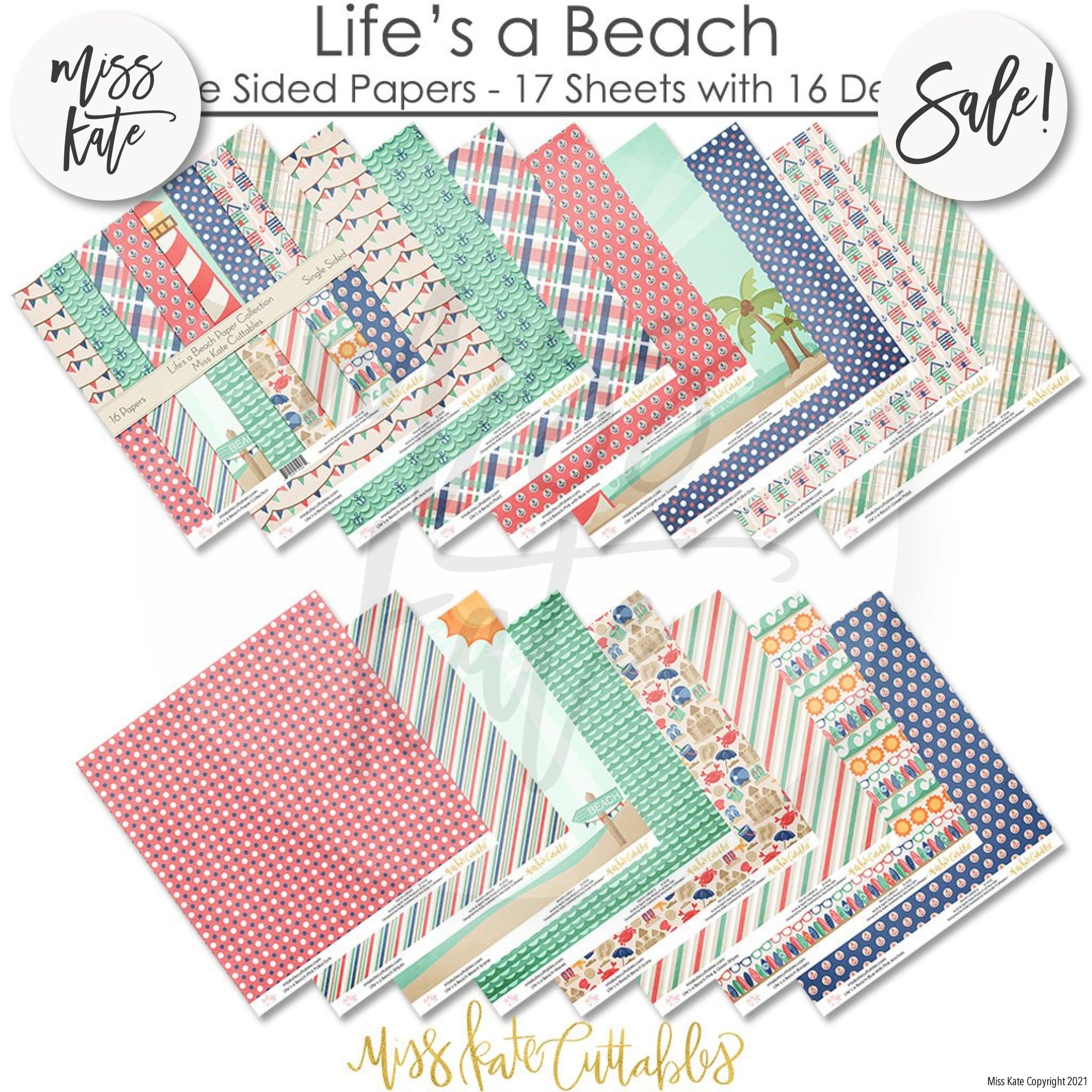 Lot Set BEACH / SUMMER Themed Scrapbook Supplies Stickers Rub-ons Paper  Cut-Outs