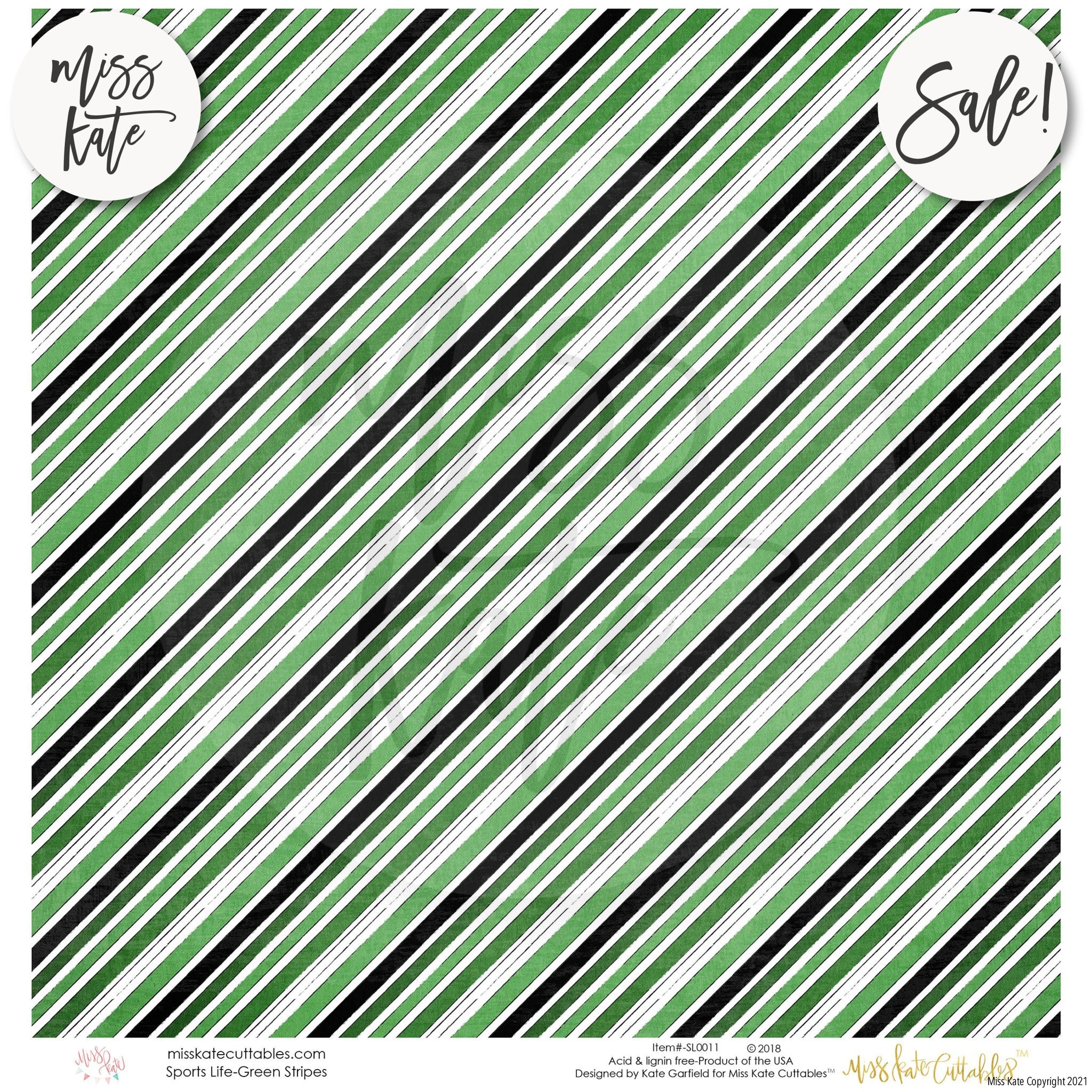 TC Trends - - Scrapbooking Paper 12 x 12 - Light Green Striped